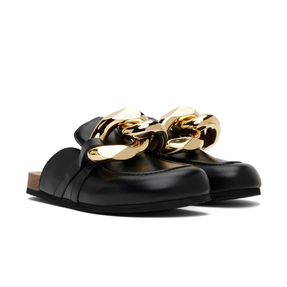 JW Anderson Black and Gold Slip-On Shoes